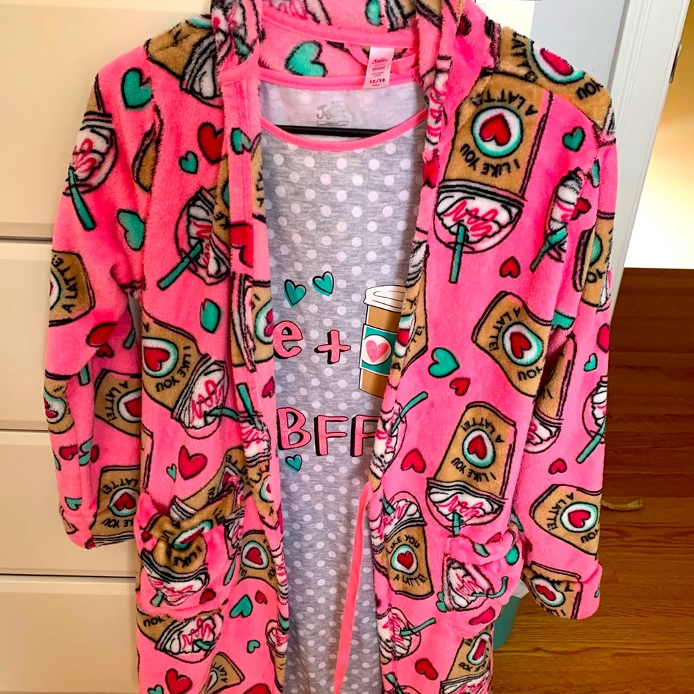Justice sz. 12 love you a latte nightgown & robe